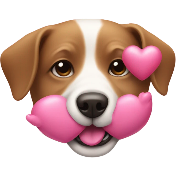 Dog with pink heart emoji