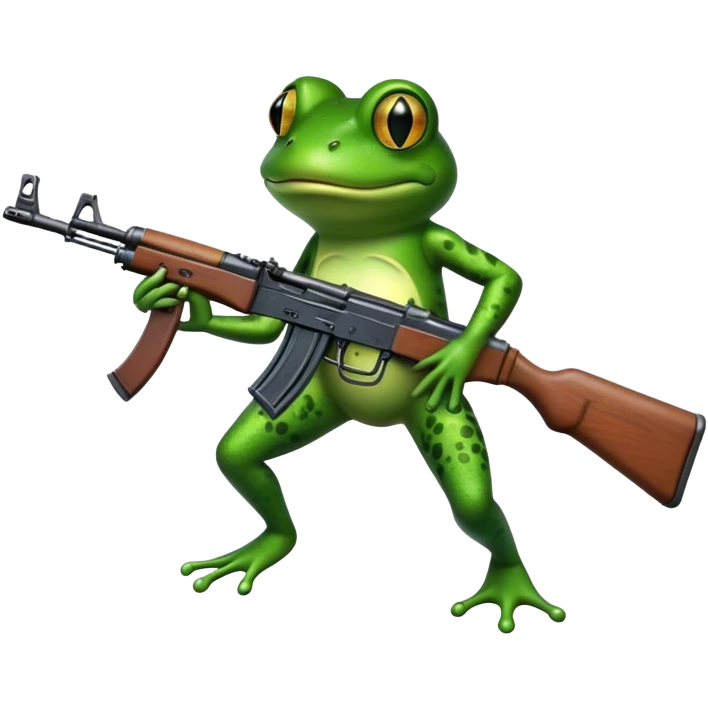 a frog with an AK47 emoji
