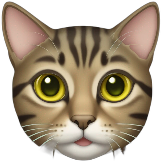 brown mackerel tabby cat with greenish yellow eyes emoji