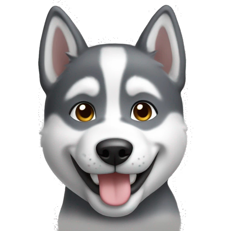 Husky puppy gray happy face emoji