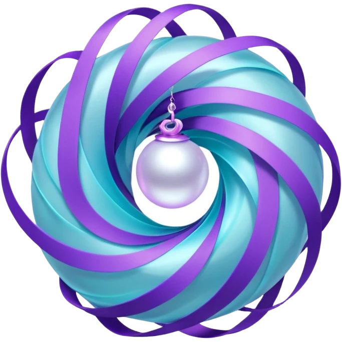 Dreamy glowing spiral wave emoji made of translucent aqua and violet ribbons with a central pearl orb, surrounded by faint sparkles and mist, luminous gradients, ASMR flow aesthetic. emoji
