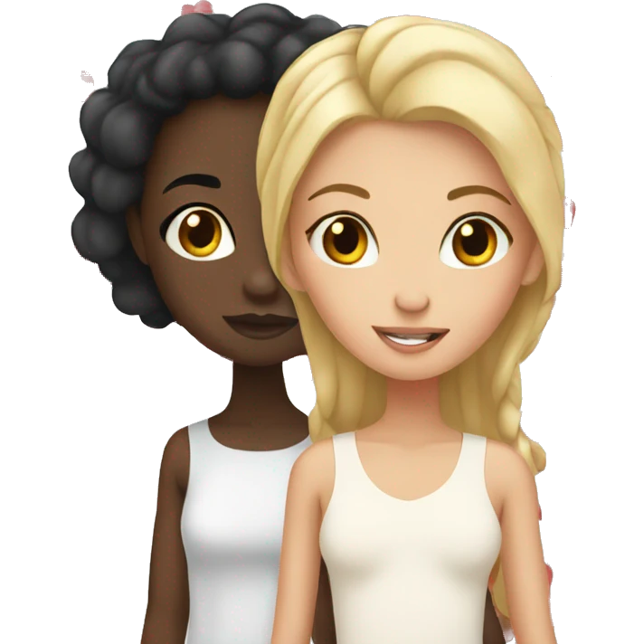 black girl and white girl in love emoji