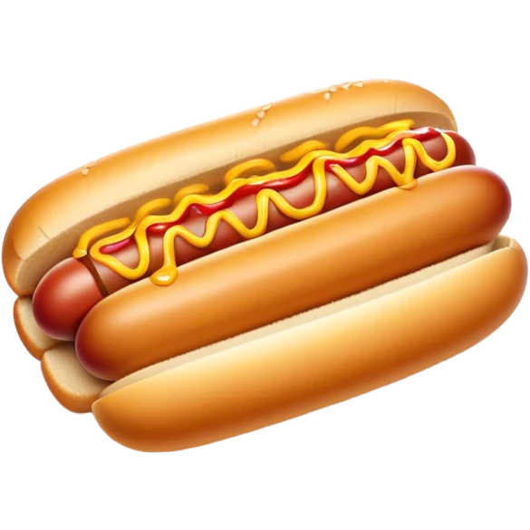 Cinematic classic hot dog, nestled in a soft toasted bun, drizzled with mustard and ketchup, juicy and flavorful, warm golden tones, ultra-detailed and mouthwatering. emoji