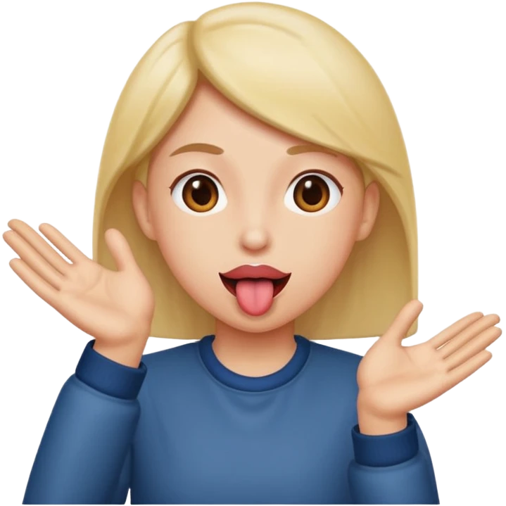 Tongue out with hands to the side  emoji