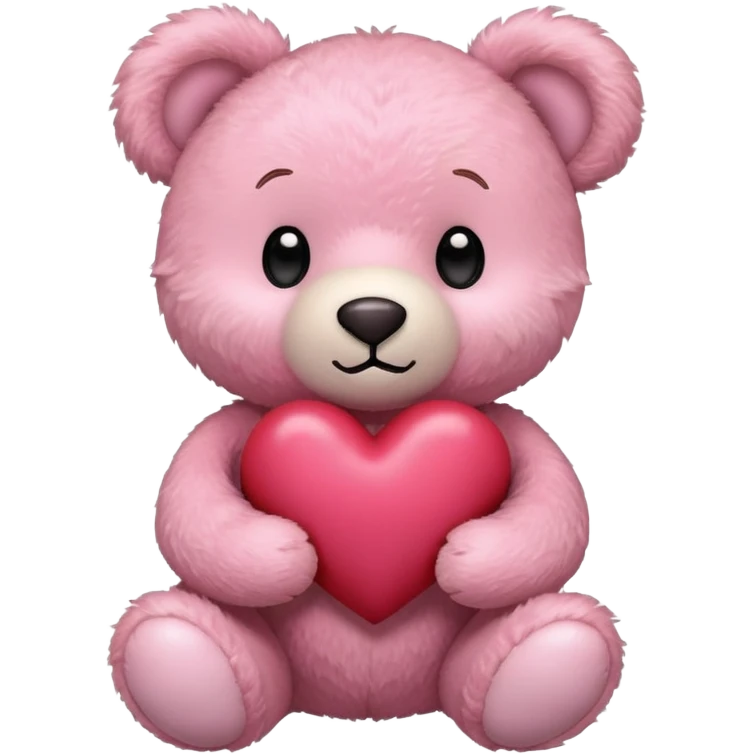 a pink teddy bear holding a heart in his hand   emoji