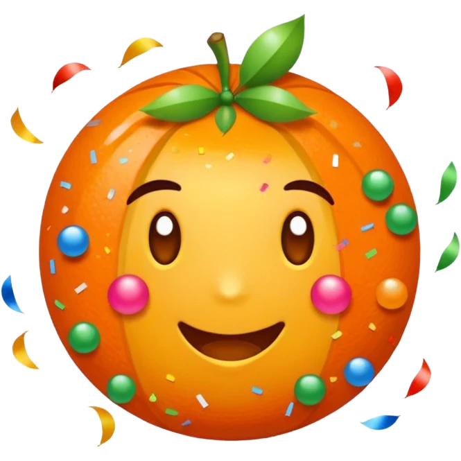 Una cara roja con naranja con rayos que explotan y llena de confeti  emoji