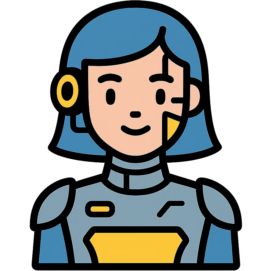 futuristic cyborg girl with metallic features and glowing accents emoji