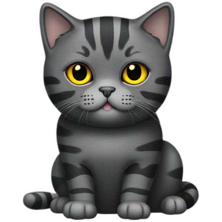 british shorthair cat in the Color black smoke with stripes and yellow eyes emoji