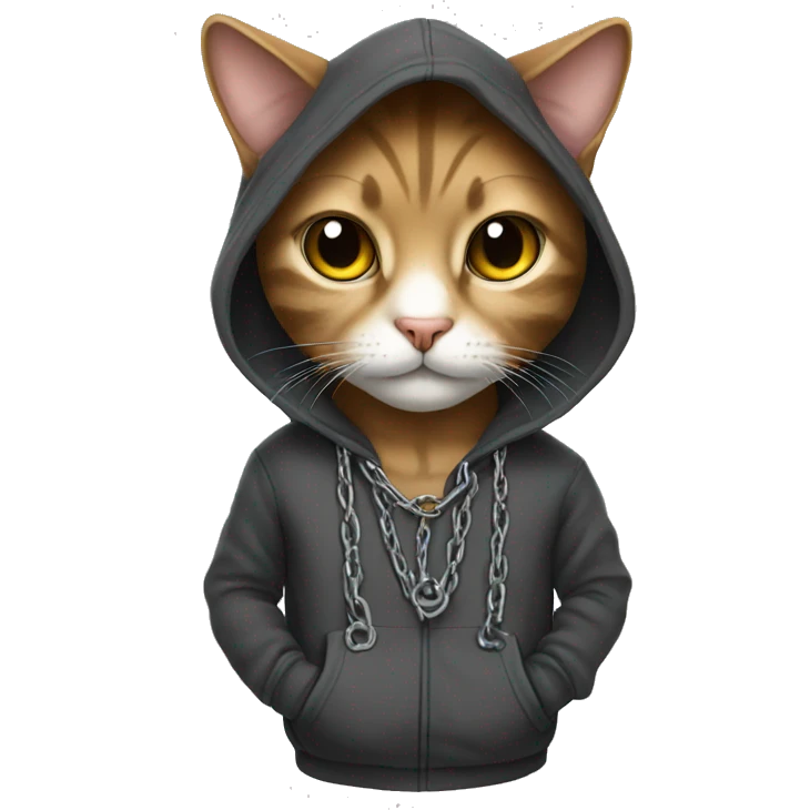 Cat with a chain and hoodie  emoji
