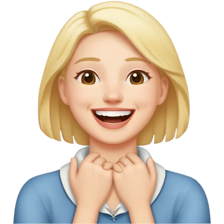 Person holding hands around neck laughing  emoji