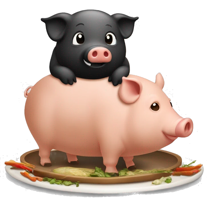 Cochon d’Inde noir et roux qui mange un morceau de poivron  emoji