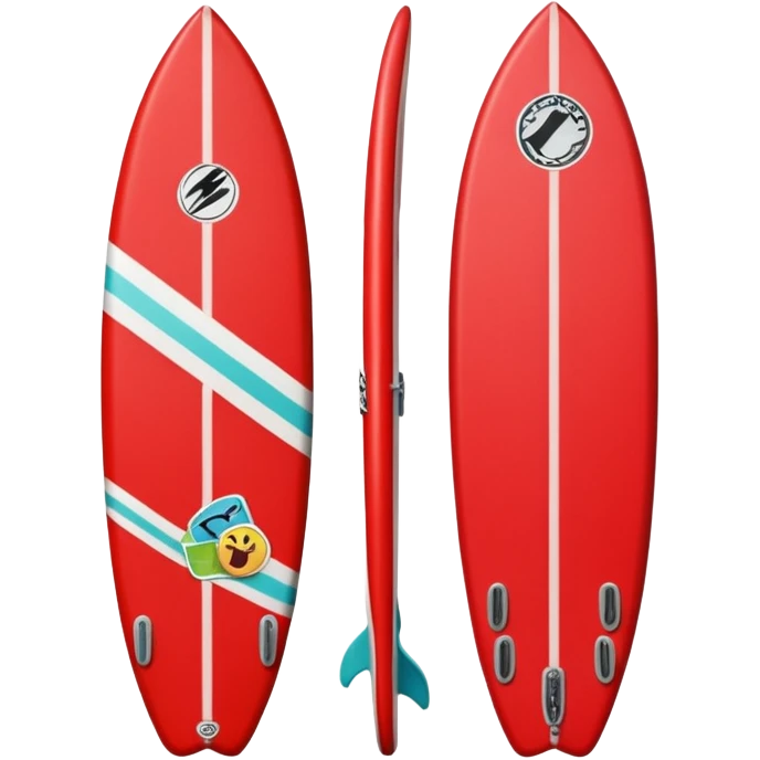 1 Red Surfboard with Stickers emoji