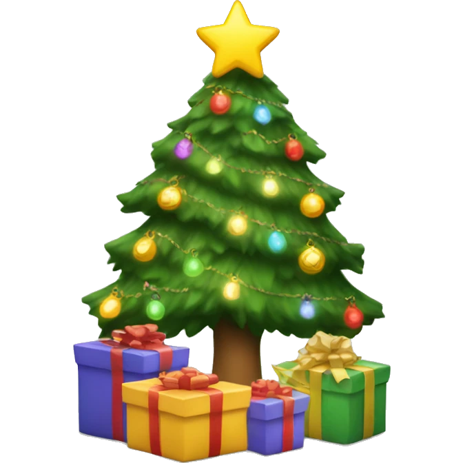 christmas tree with presents and lights  emoji