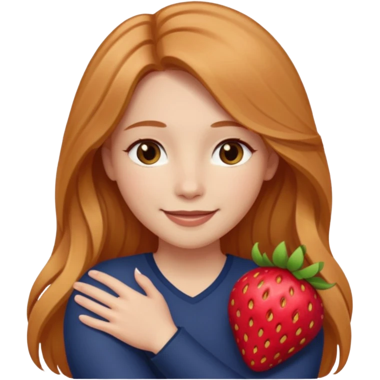 girlfriend with long dark strawberry blonde hair middle part with brown eyes giving hug emoji