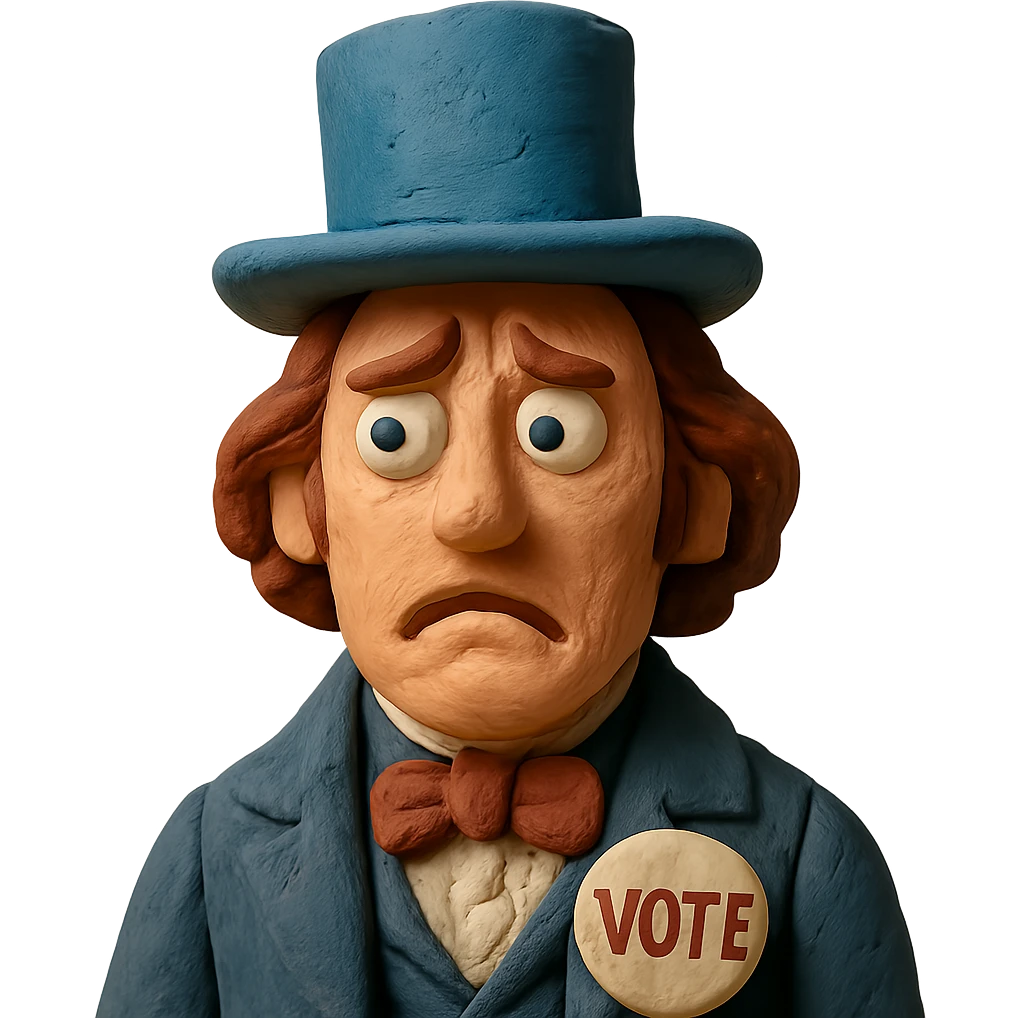 confused face, 1840s election theme, period hat emoji