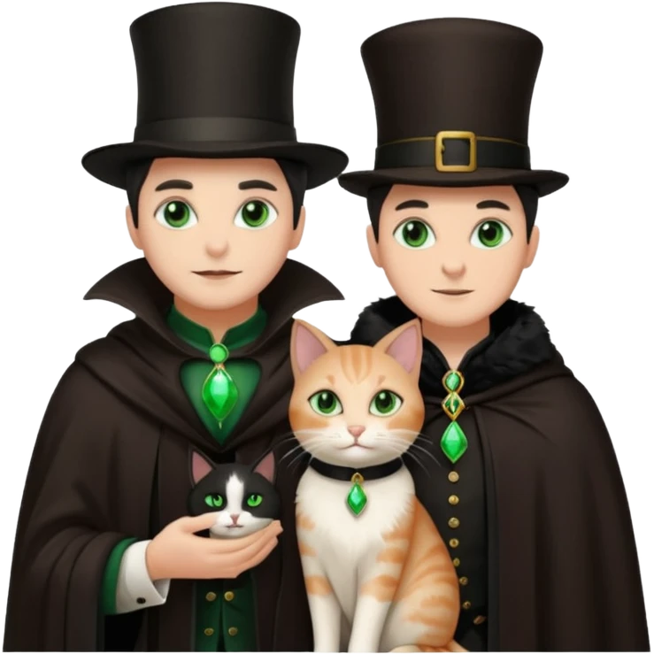 magician couple and their pet cat emoji