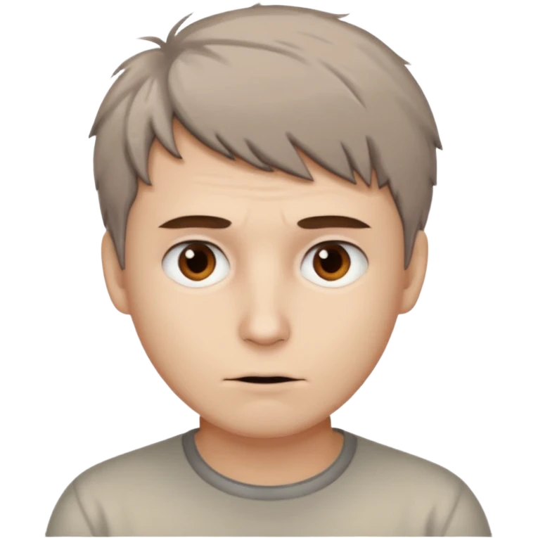 Create an emoji of a man with white skin and short brown but slightly messy hair emoji