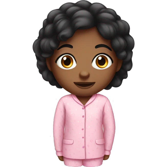 Black hair girl in pink pajamas  emoji