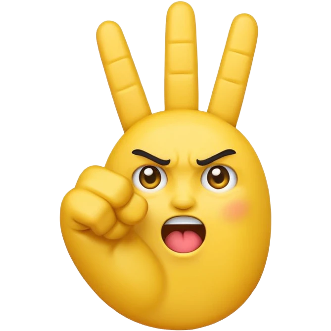 A emoji like 😂 with a middle finger and a hand pointing at us emoji