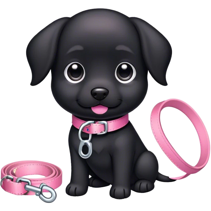 Black puppy with pink accessories  emoji