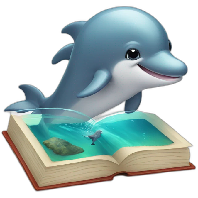 Cute dolphin with a book emoji