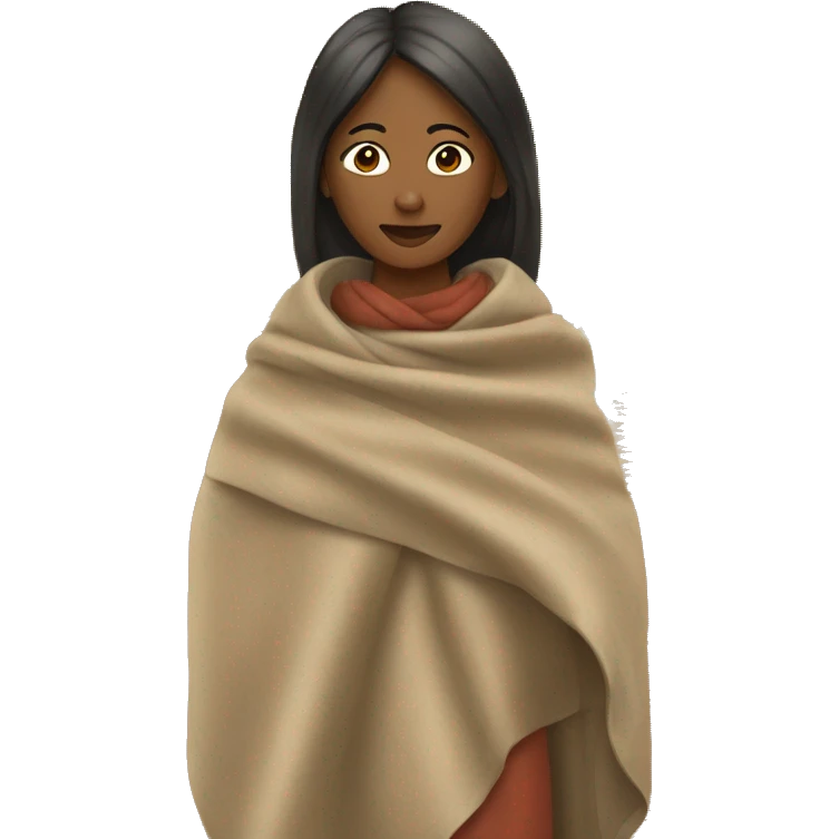 woman wearing fall blanket emoji