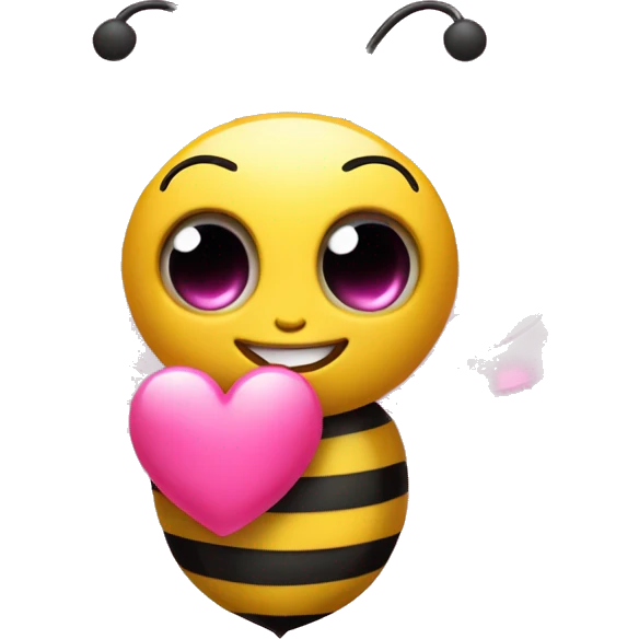 little bee holding a little pink heart emoji