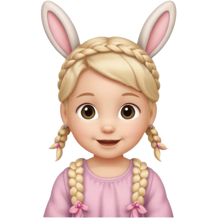 bunny ear accessory wearing baby braided hair emoji