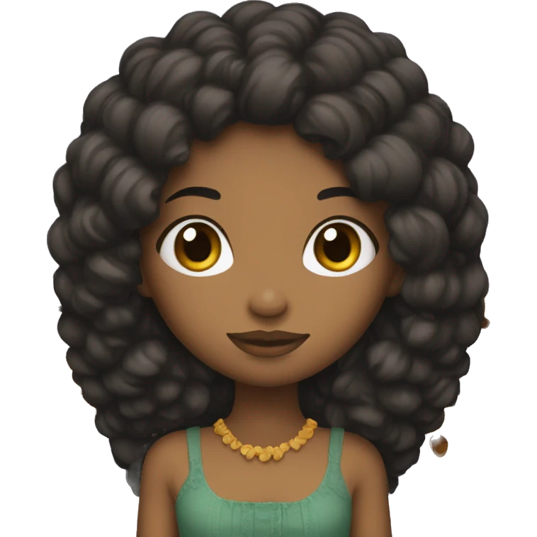 muñeca pelo negro largo y fagas negras  emoji