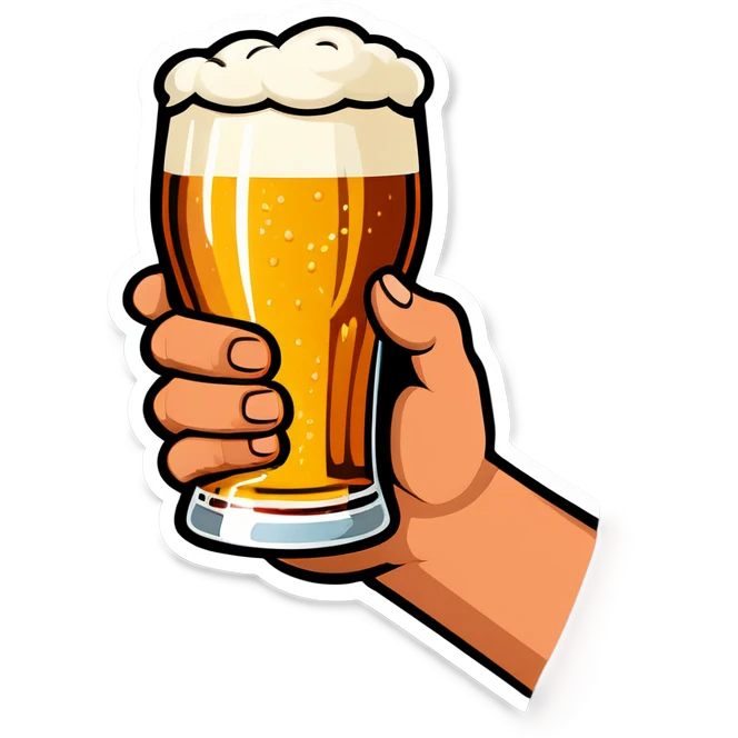 Hand holding beer emoji