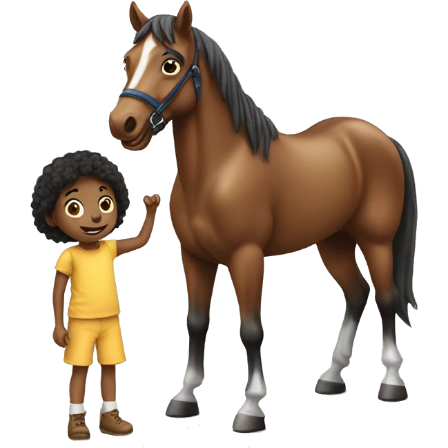 Kid play with horse  emoji
