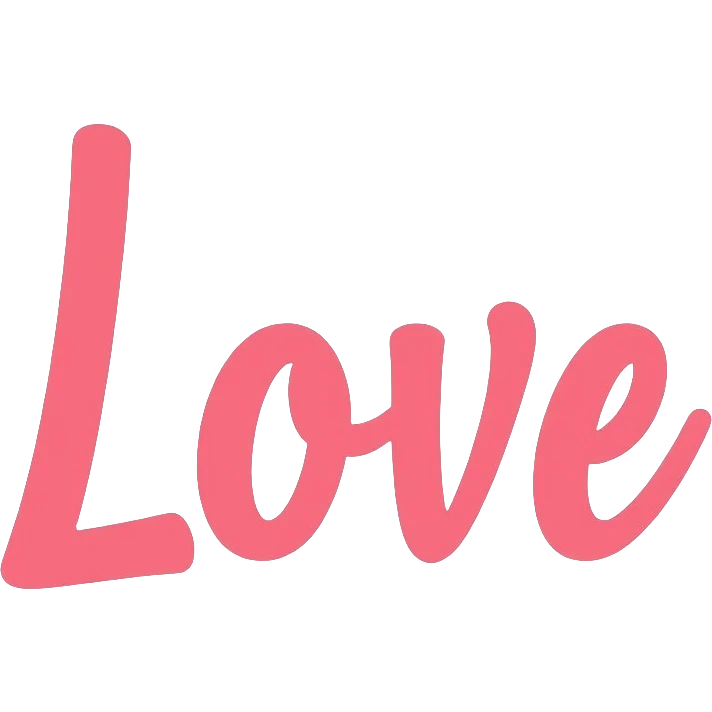 Pastel pink lettering that says "Love" in elegant cursive font emoji
