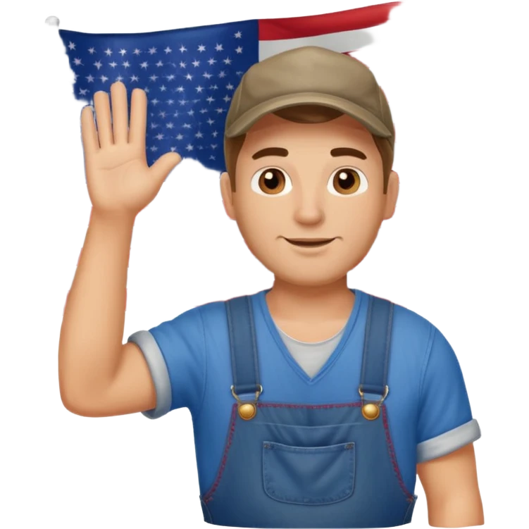 redneck guy with overalls waving american flag emoji