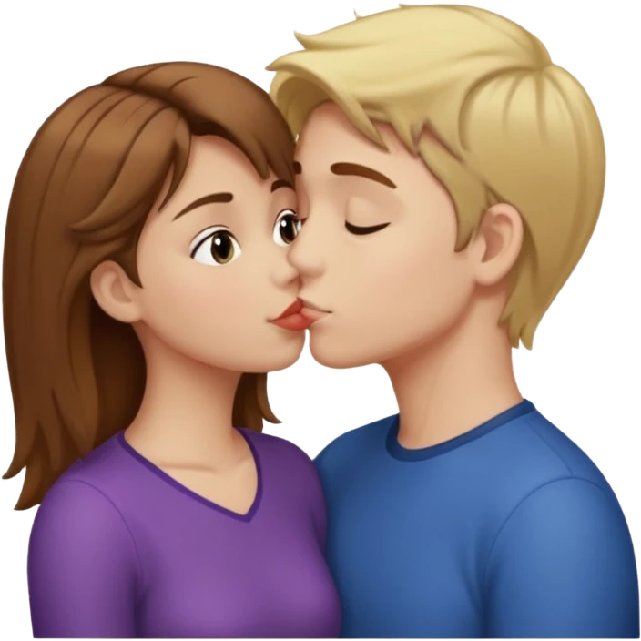girl with brown hair kissing boy with blond hair emoji