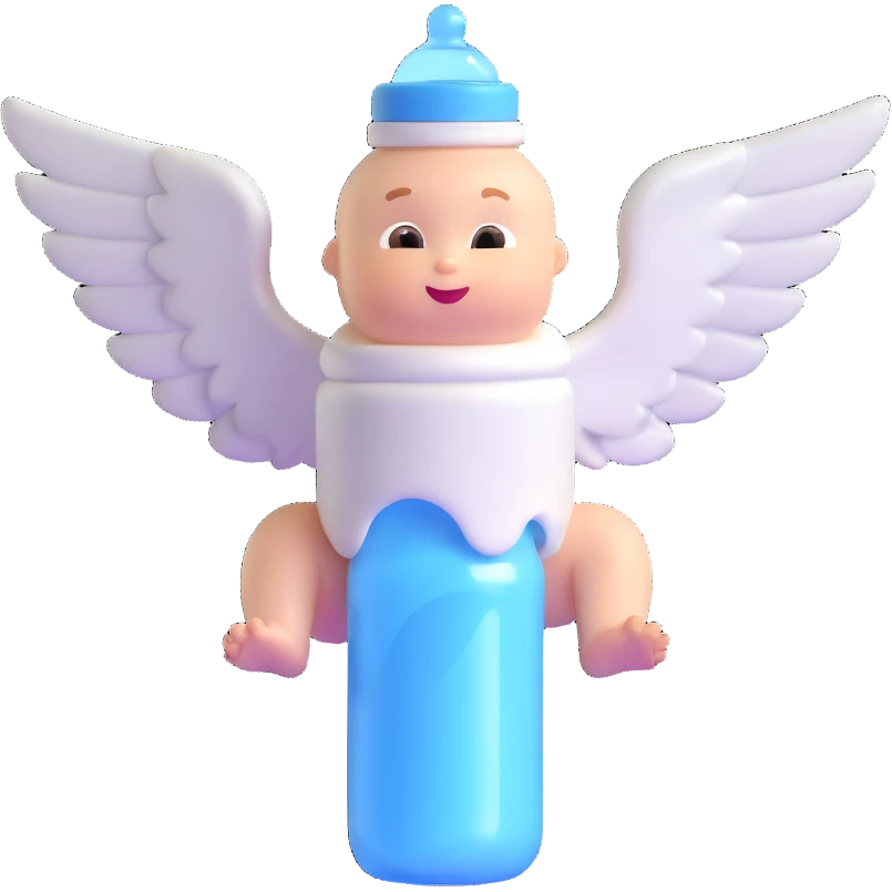 flying baby bottle with milk, wings emoji