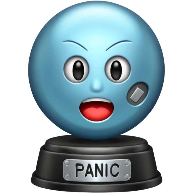 trofeu escrito "PANIC" emoji