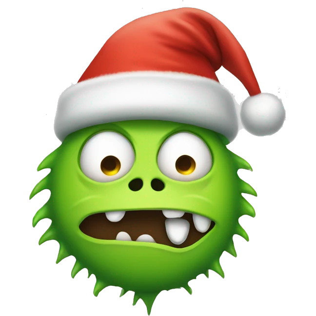 Lime green monster wearing Santa hat. emoji