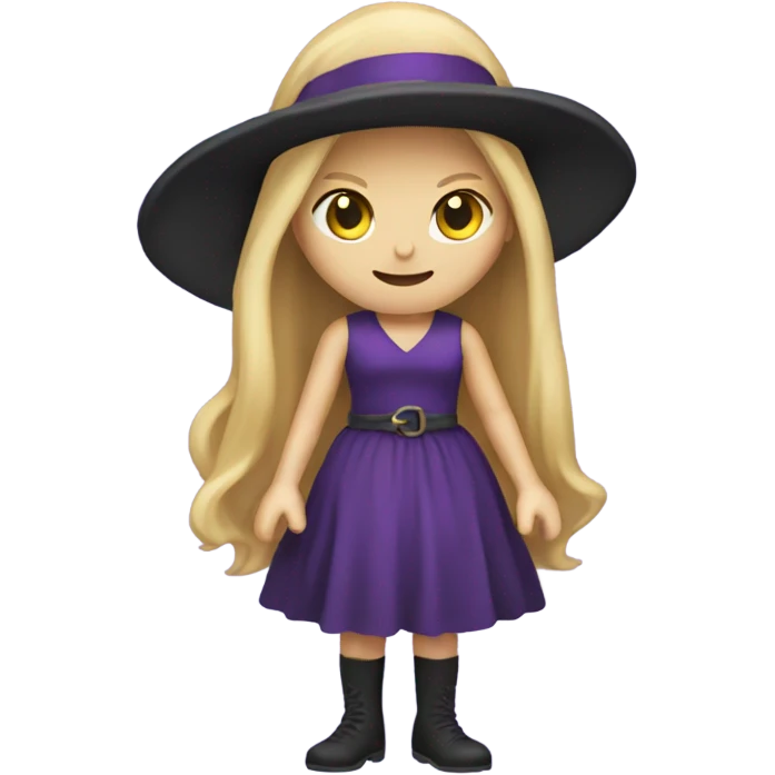 help me with an emoji of a witch with blonde hair and a purple dress emoji