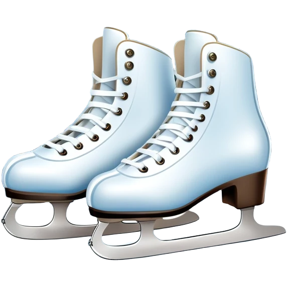An icon showing a pair of elegant ice skates gliding across a smooth, frozen rink with snowflakes in the air. In the background, twinkling lights, winter trees, and cheering spectators create a festive atmosphere. Transparent background highlights the grace and charm of ice skating. emoji