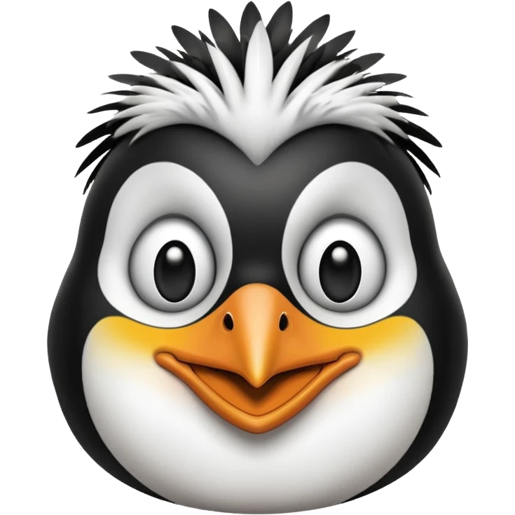 A penguin smiling with angry eyebrows emoji