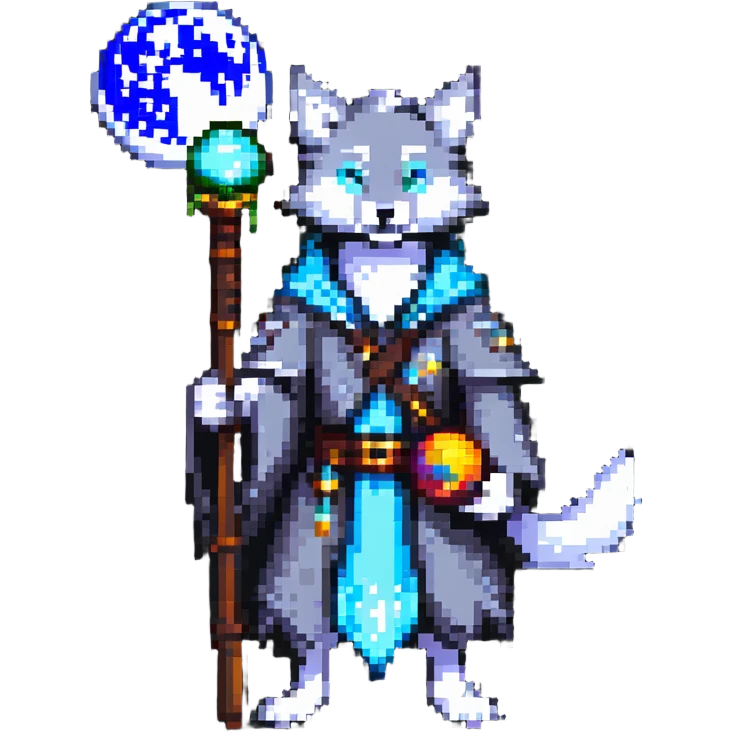 wolf wizard with magic moon staff emoji