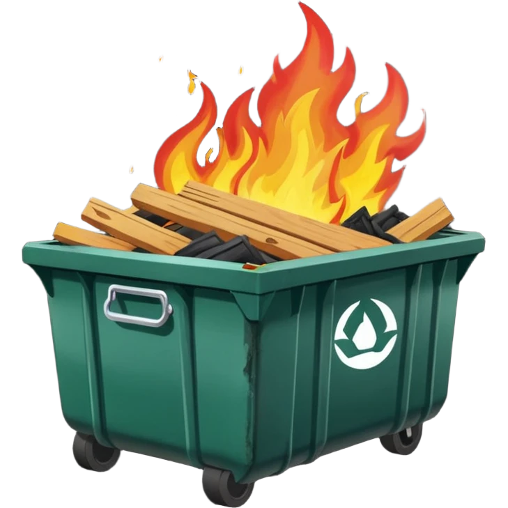 Flaming dumpster fire with "Indian bureaucracy" at the center. emoji