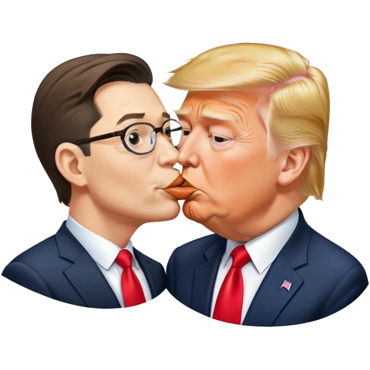 Pierre Poilievre kissing Donald Trump on the mouth emoji