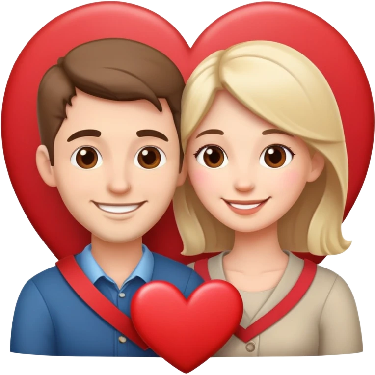 Husband and wife in love with hearts emoji