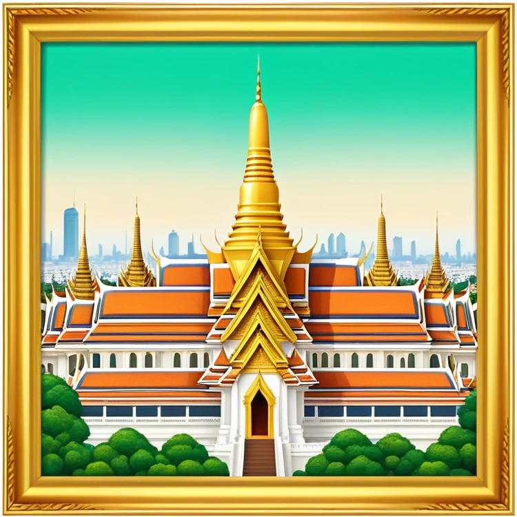Grand Palace Bangkok Landmark Emoji – Featuring golden spires, Thai architecture, and the Emerald Buddha Temple. emoji