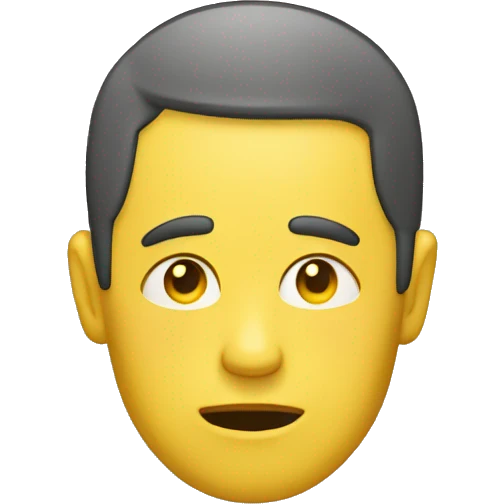 Flat tired face yellow, no hair  emoji