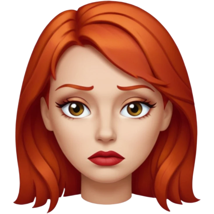 mujer pelirroja con los ojos y los labios maquillados enojada emoji
