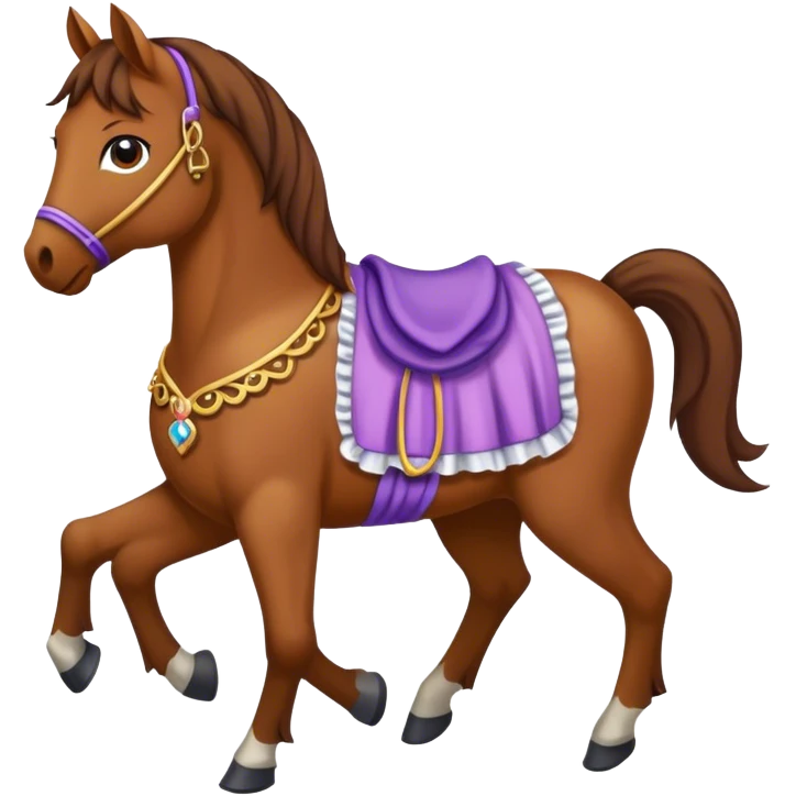 A horse with a dress emoji