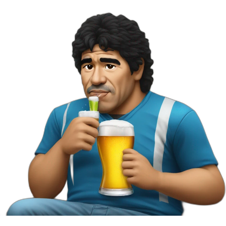 Maradona drinking beer emoji