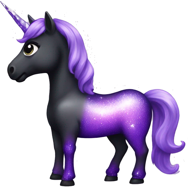 Black and purple sparkling unicorn  emoji